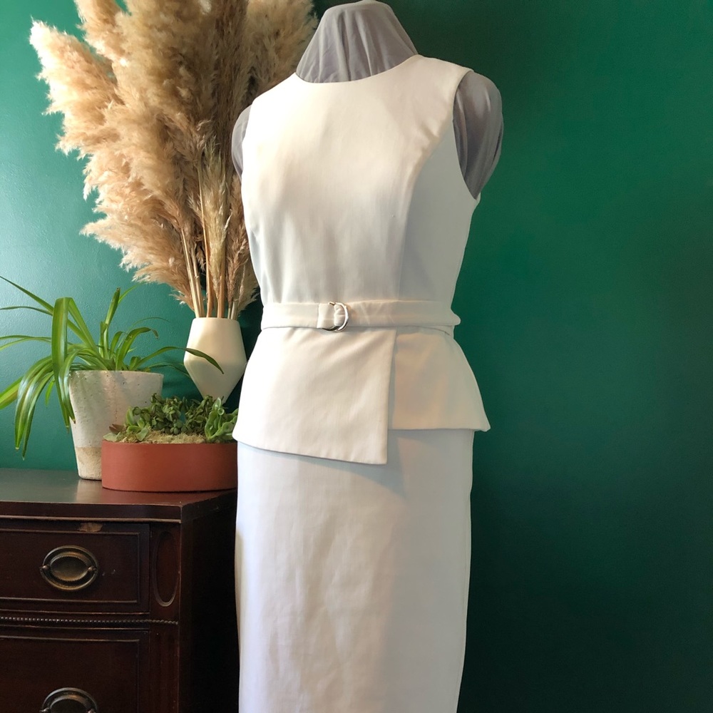 Elegant Peplum Dress with Belt